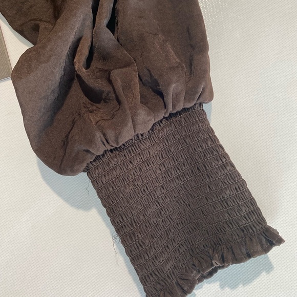 NEW 1X Plus Size Vince Camuto Womens SplitNeck Raglan Smock Cuff Sleeve Choc $89 - Picture 4 of 8